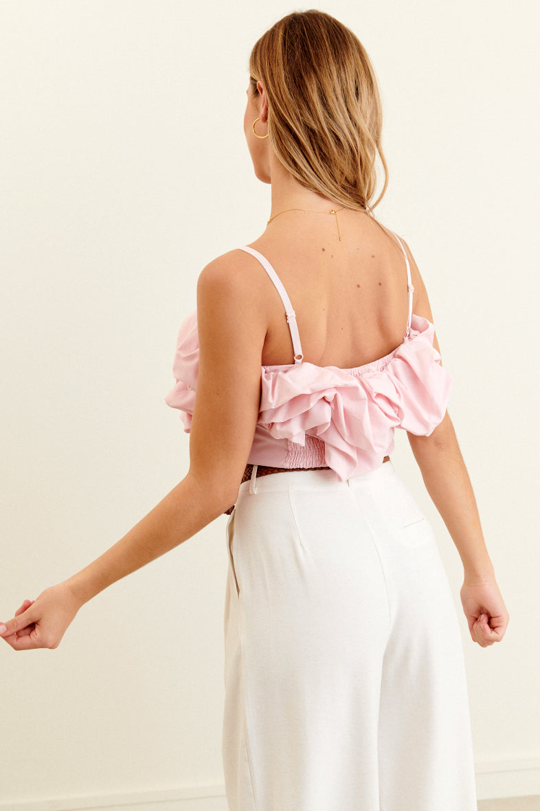 THE ULTIMATE RUFFLED CROP TOP - BABY PINK  - VIA CURATED BY | Only €17 | NOW AVAILABLE TO SHOP at IAMINHATELOVE