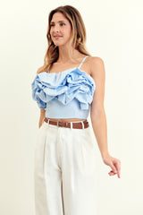 THE ULTIMATE RUFFLED CROP TOP - BABY BLUE  - VIA CURATED BY | Only €17 | NOW AVAILABLE TO SHOP at IAMINHATELOVE