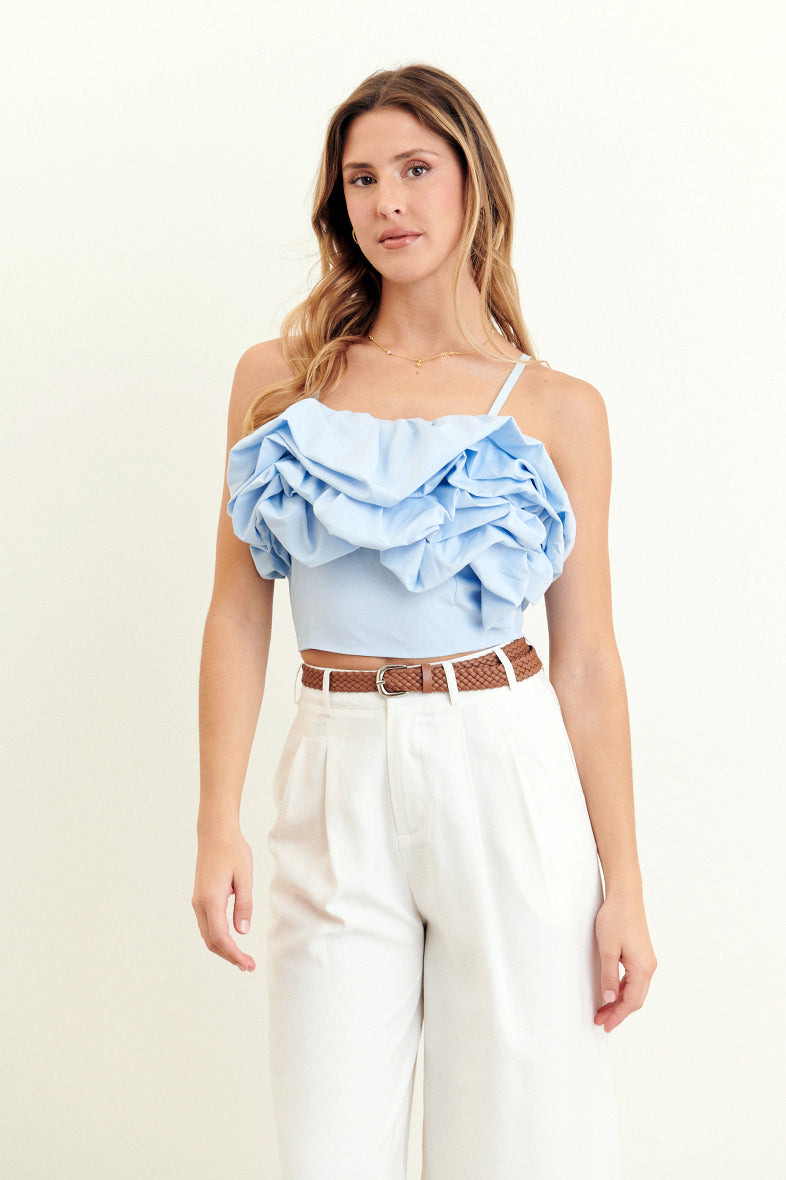 THE ULTIMATE RUFFLED CROP TOP - BABY BLUE  - VIA CURATED BY | Only €17 | NOW AVAILABLE TO SHOP at IAMINHATELOVE