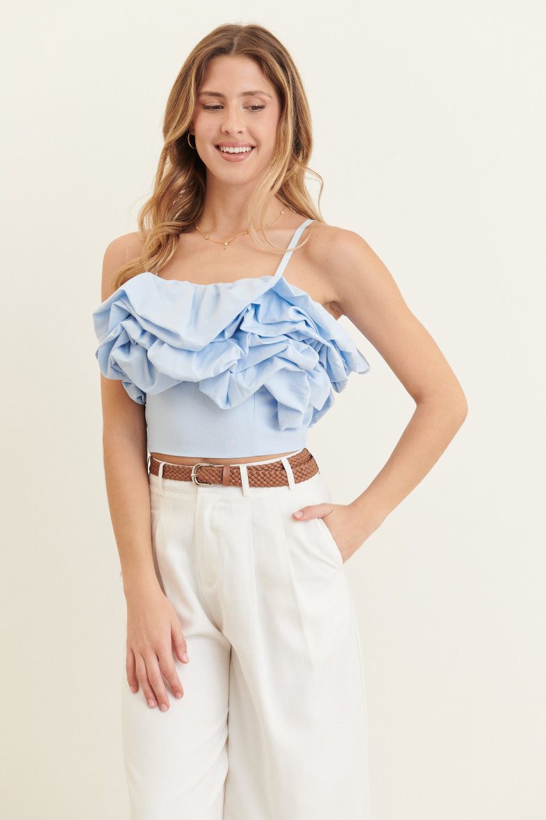 THE ULTIMATE RUFFLED CROP TOP - BABY BLUE  - VIA CURATED BY | Only €17 | NOW AVAILABLE TO SHOP at IAMINHATELOVE