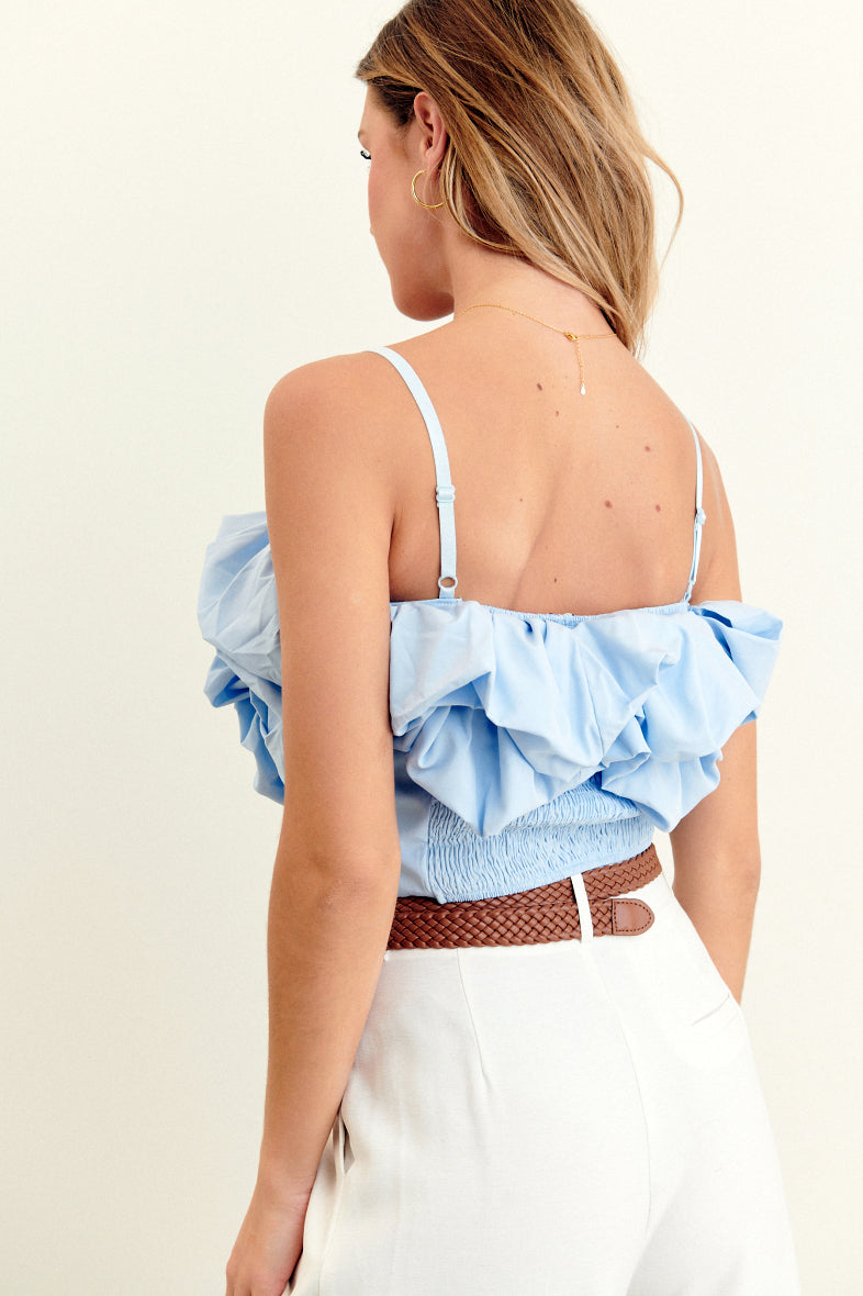 THE ULTIMATE RUFFLED CROP TOP - BABY BLUE  - VIA CURATED BY | Only €17 | NOW AVAILABLE TO SHOP at IAMINHATELOVE