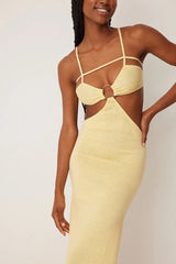 KNITTED CUT OUT DETAILED MIDI DRESS - LIGHT YELLOW  - VIA NA-KD | Only €63.75 | NOW AVAILABLE TO SHOP at IAMINHATELOVE